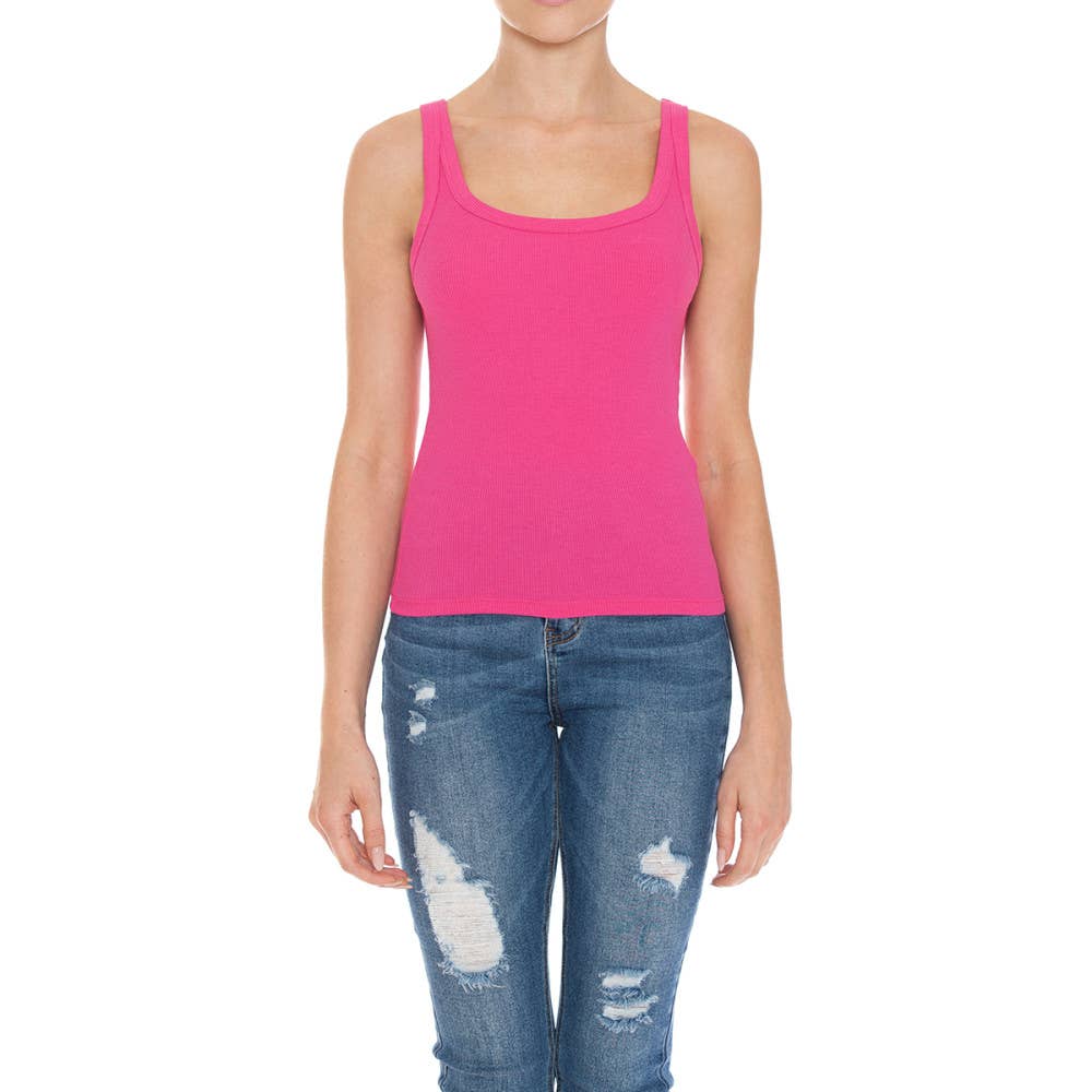 RIBBED DOUBLE SCOOP NECK TANK TOP- 3 colors available